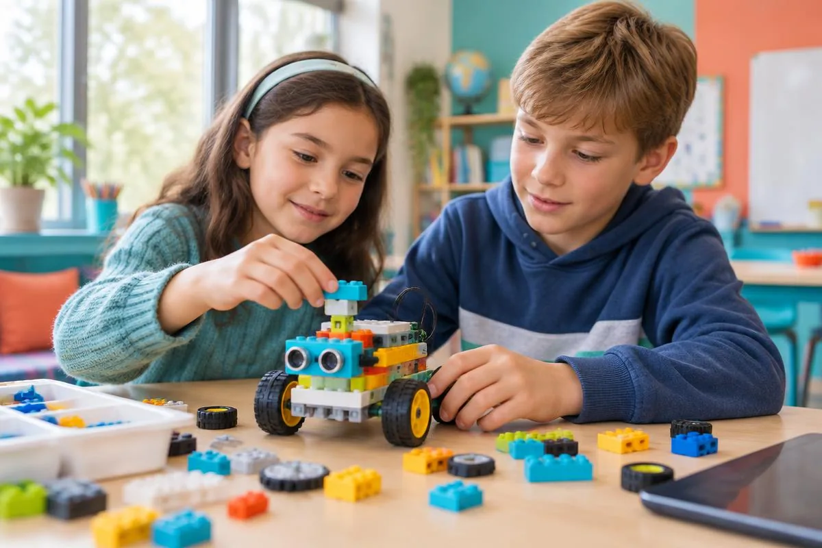 Children exploring educational robotics